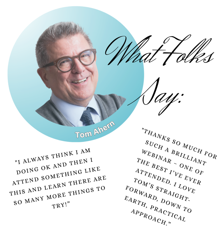 Photo of Tom with Quotes about the webinar